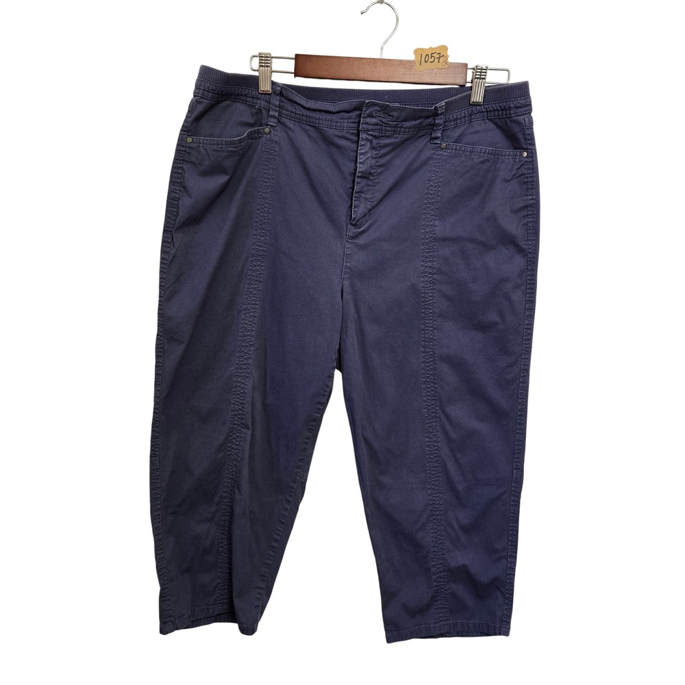 Croft & Barrow Womens Navy Blue Stretch Capri Pants Size 16 Cropped Trousers